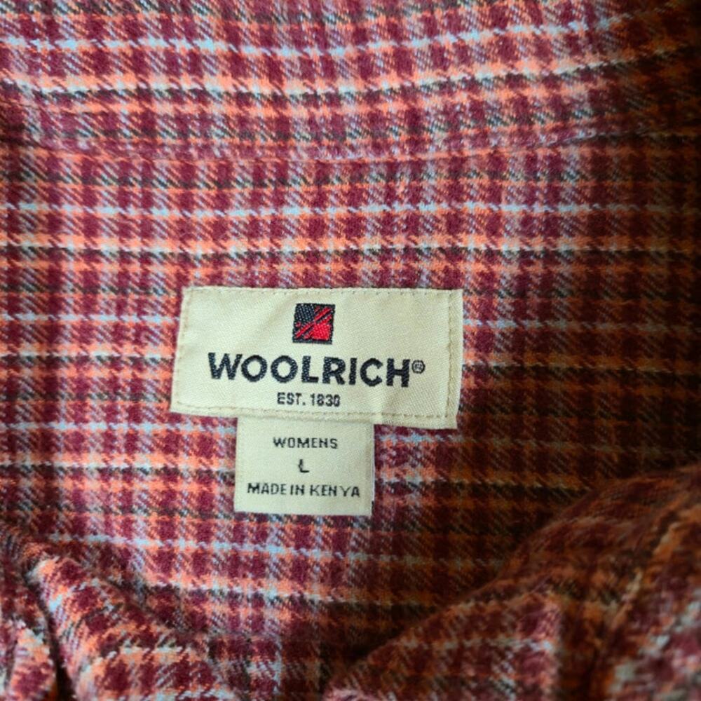 Woolrich Womens Flannel Button Up Shirt Size Large Red Plaid Pockets Cozy - Picture 3 of 7